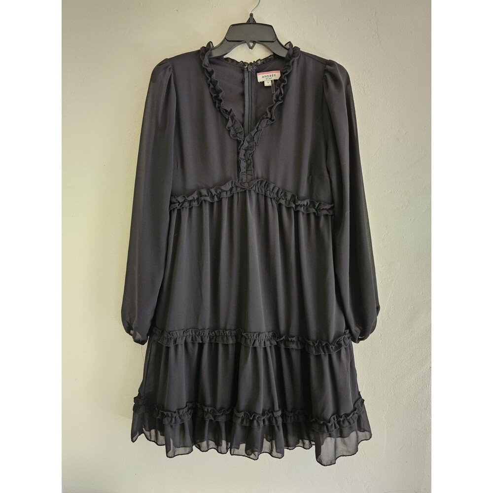 Andree By Unit Casual Summer Ruffle V Neck‎ Mini Dresses Long Sleeves Size Small